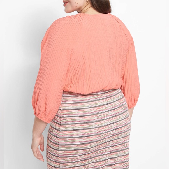 LANE BRYANT Coral Melon Orange Tie-Front Over piece Shrug Crop Plus Size 18/20 - Picture 9 of 15